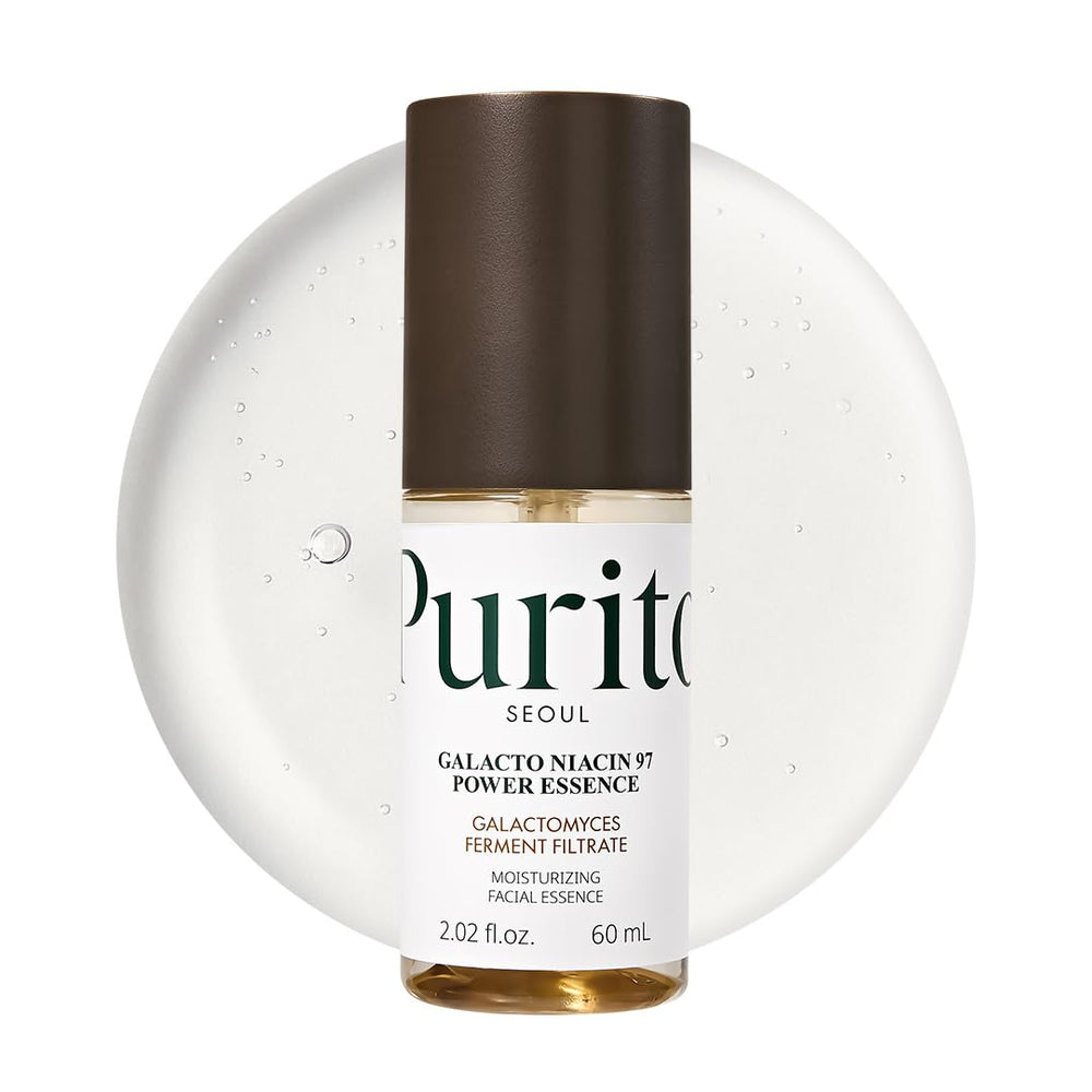 PURITO Galacto Niacin 97 dans une bouteille, hydratation légère et peau lisse.