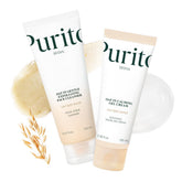 PURITO Oat Velvet Duo jar closeup highlights creamy texture for gentle hydration.