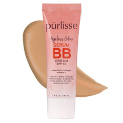 Purlisse Ageless Glow Serum BB Cream SPF 40 bottle showcases dewy finish with daily SPF protection.