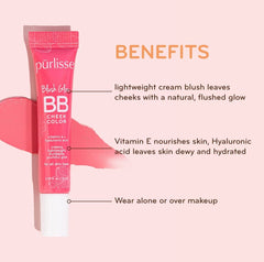 purlisse Blush Glow BB Cheek Color cream texture close-up shows smooth application.