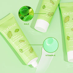 Purlisse Kale + Vitamin K moisturizer texture swatch shows creamy, hydrating formula.