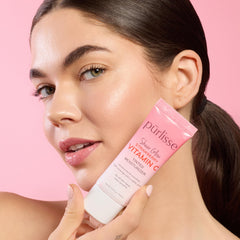 pürlisse Sheer Glow tinted moisturizer swatch on skin shows sheer color and natural glow.