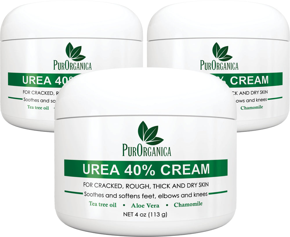 PurOrganica Urea 40% Foot Cream packaging highlights USA-made quality for premium foot care.