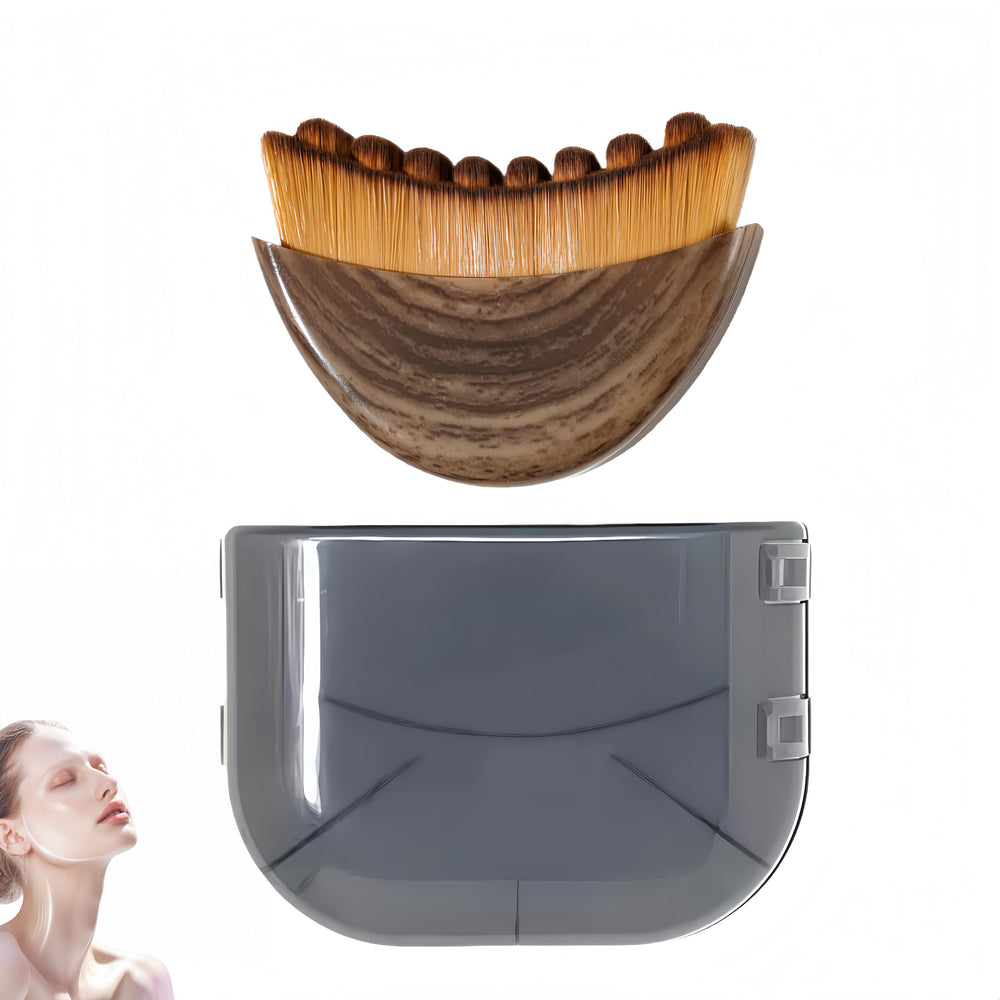 Put Girl lymphatic face brush close-up bristles for gentle glide during facial massage.