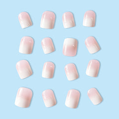 Puyokinm nude gradient nails with white tip for versatile elegance.
