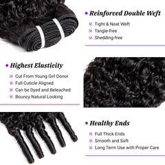 PXCPXC Burmese Curly Bundles 20-inch natural black close-up, thick volume for fuller styles