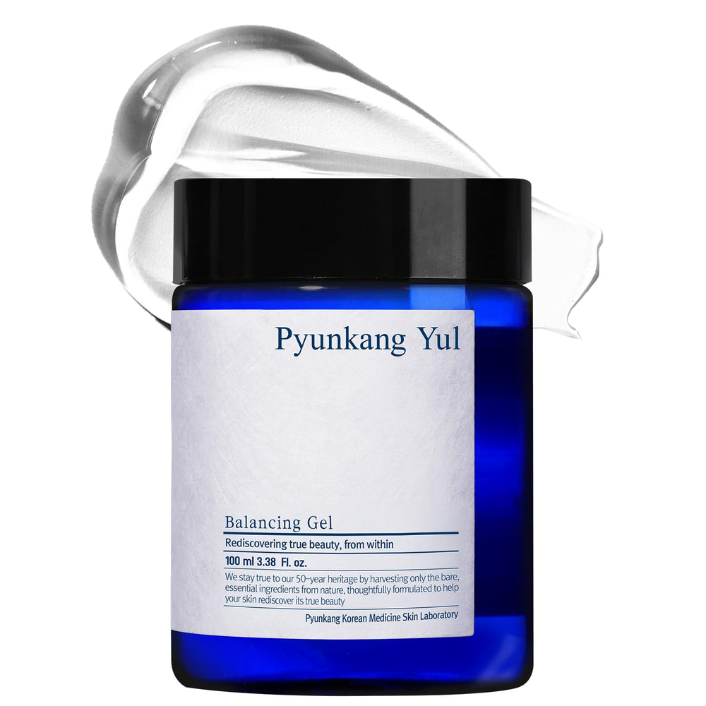 Pyunkang Yul Balancing Gel bottle closeup for daily skincare.