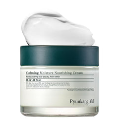 Pyunkang Yul PKY Calming Moisture Cream packaging showcases vegan formula for sensitive skin.