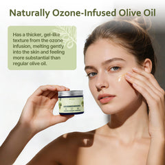 Qanoreth ozonated olive oil being applied on skin shows versatile face and body care.