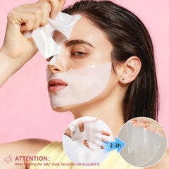 Qawnfy bio-collagen mask sheet close-up highlights hydrogel texture.