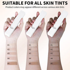 Qawnfy color-changing foundation blends to skin tone during application.
