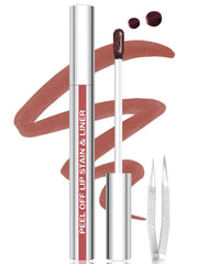 QCMME lip stain peel-off application delivers bold color with durable wear.