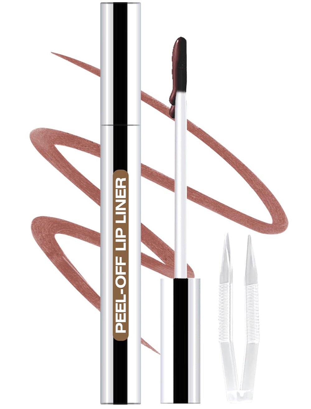 QCMME Lip Liner Stain Peel Off with Tweezer creates precise outlines for flawless lip shape.