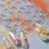 Qdsuh butterfly nail stickers with aurora shell for a sparkling manicure.