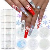 Qdsuh Christmas nail art snowflake glitters in a six-box set for dazzling holiday nails