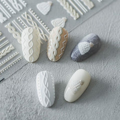 Qdsuh sweater pattern decals create cozy nail art for parties and daily wear