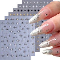QEYRIYI gold star nail stickers for quick, glamorous nail art on acrylic nails