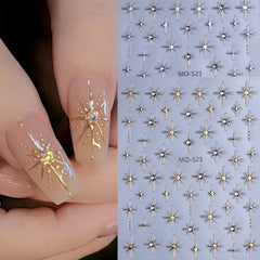 QEYRIYI white star nail stickers offer clean contrast for minimalist nail designs