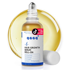 QGGQ Hair Growth Serum Roll-On application targets thinning areas with fast absorption.