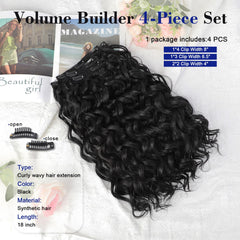 QGZ Curly Clip-in Extensions worn by model for instant length and bounce