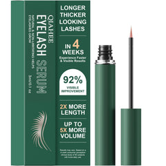 QIAHEE eyelash serum bottle close-up showing nourishing formula for fuller lashes