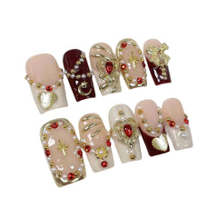 Qicaijia close-up rhinestone details add subtle sparkle to nails