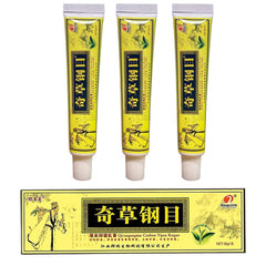 QICAOGANGMU Chinese herbal cream applied for soothing skin discomfort.