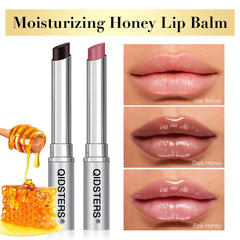 QIDSTERS Honey Lip Balm swatch on lips reveals natural color and moisture