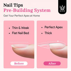 QIEK almond nail tips front view shows durable thick front