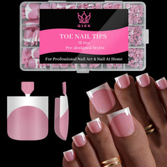 QIEK berry pink toe nails with a French tip for a chic at-home pedicure