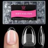 QIEK Extra Short Almond Nail Tips, 240-pcs, precision fit for natural nails for home DIY.