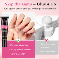 QIEK nail glue works without a lamp for safe, convenient use