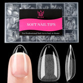 QIEK short almond nail tips with 510 pcs for precise fit at home or salon.