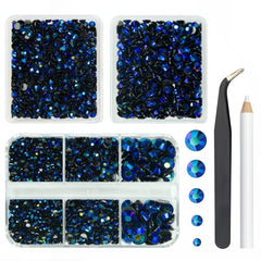Qiipii sapphire blue AB rhinestones in 2mm size for precise nail art detailing.
