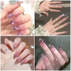 Qiipii flat-back pink stones for easy adhesion on nails and crafts.