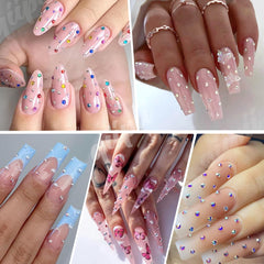 Qiipii nail art rhinestones reflect light for shimmering nail designs.