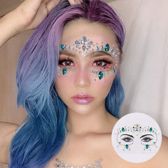 Qiseven rave crystal stickers add bright accents to outfits and makeup.