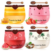QIUFSSE Honey Pot Lip Balm Set honey scent provides rich moisture for dry lips.
