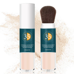 QIUFSSE Mineral Sunscreen Powder bottle shows a compact, travel-friendly protection.