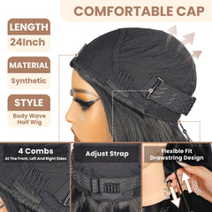 Qmaple half wig with invisible hairline for natural appearance