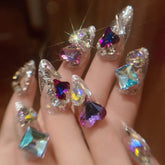 QQPPOLIU almond press-on nails in medium stiletto shape offer fast, salon-free manicures.