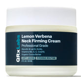 QRxLabs Lemon Verbena Neck Cream bottle for smoother, firmer neck skin.