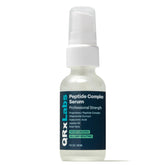 QRxLabs Peptide Complex Serum bottle front with unscented gel for daily hydration.