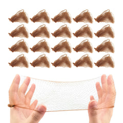Quacc bun hair nets packaging with individually wrapped pieces for easy access