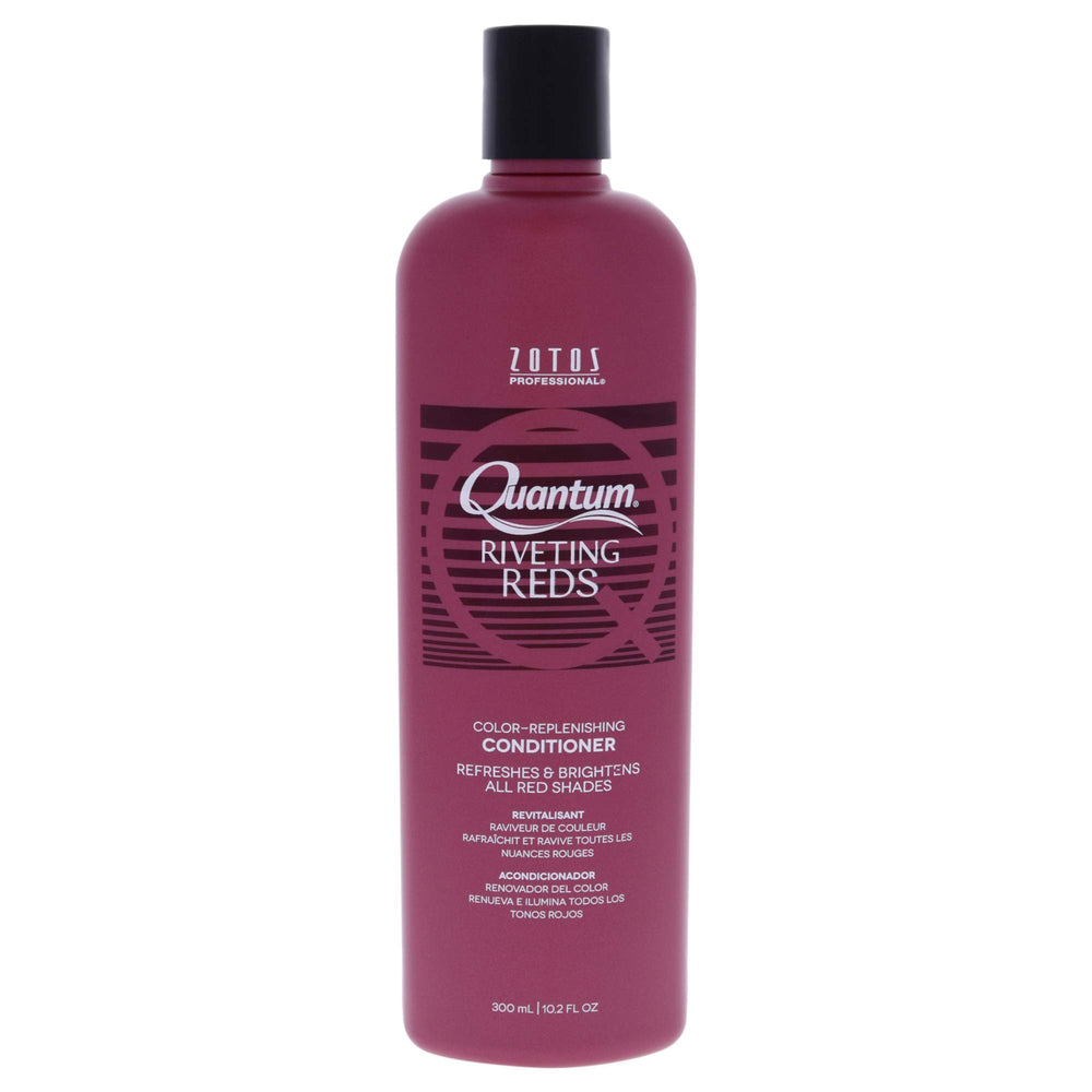 Quantum Riveting Reds conditioner bottle preserves vibrant red tones for lasting color.