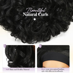 Quantum Love Yaki curly headband wig back view highlights full, bouncy ends.