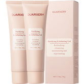 QUARXERY Purifying Exfoliating Gel bottle close-up for gentle cleansing and pore care.