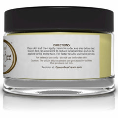 Queen Bee Eye Cream application on delicate under-eye area for soothing, non-irritating care