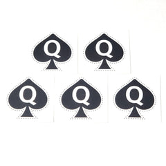 Queen of Spades temporary tattoo pack with five bold designs for versatile styling