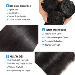 Queenset Straight Bundles 16inch weft view demonstrates natural length and even ends